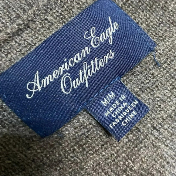 AEO M gray with pink & white striped‎ wool blend sweater - Picture 4 of 5